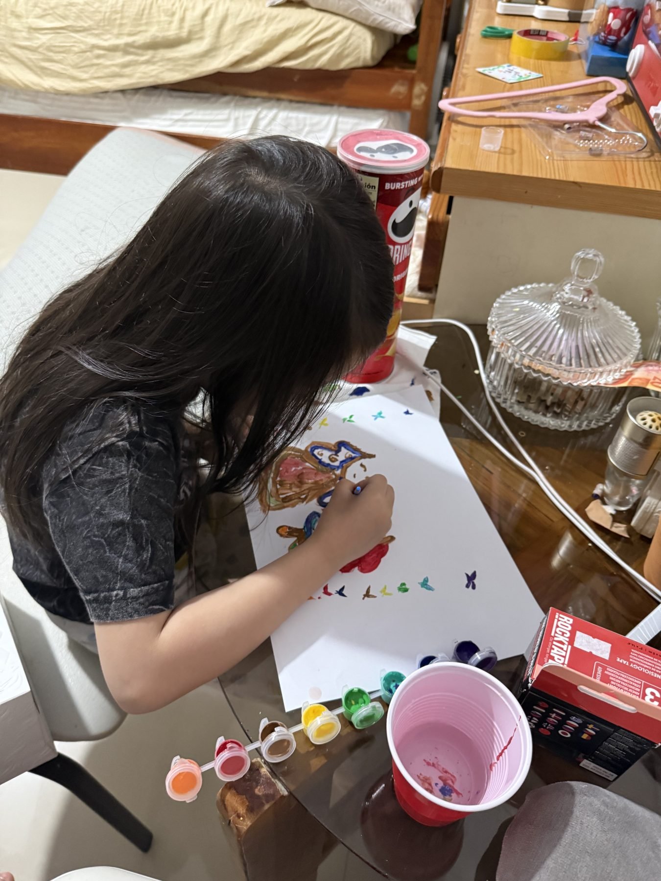 Learning at her desk